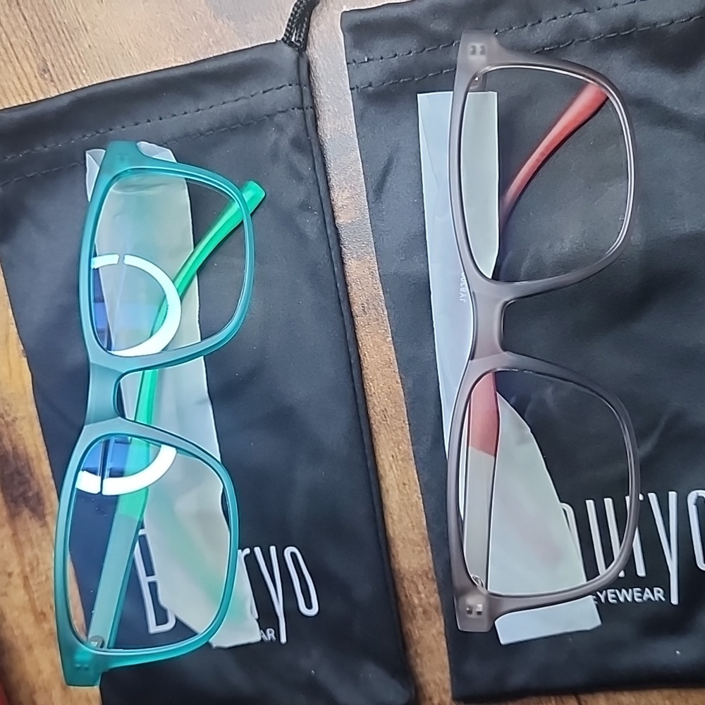 BOURYO Blue Light Blocking Glasses NWT One Green and One Brown Small Frames